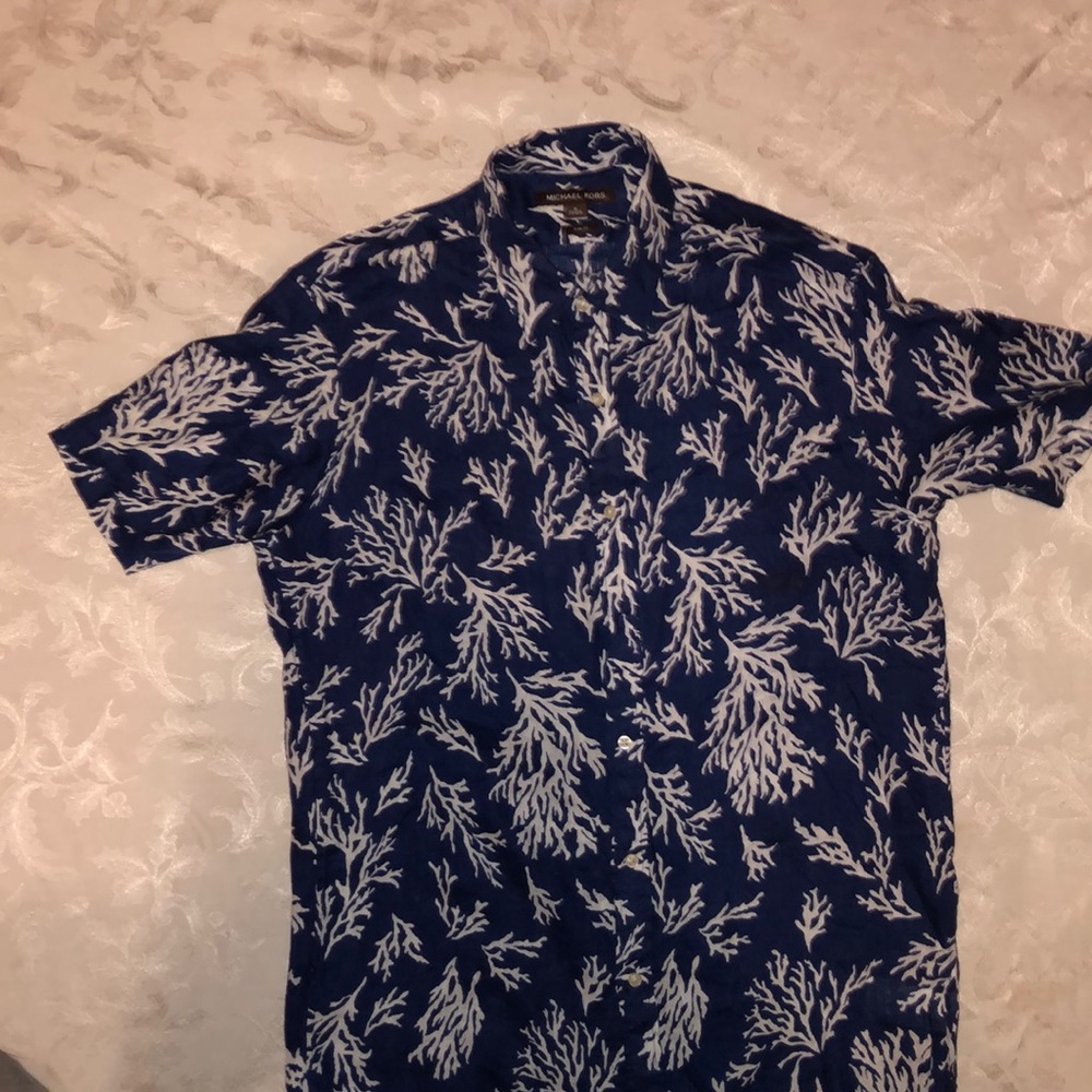 michael kors dress shirt dark blue